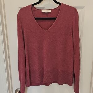 LOFT Rose V-Neck Knit Top